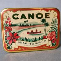 canoe shag tobacco metal dåse gammel æske genbrug